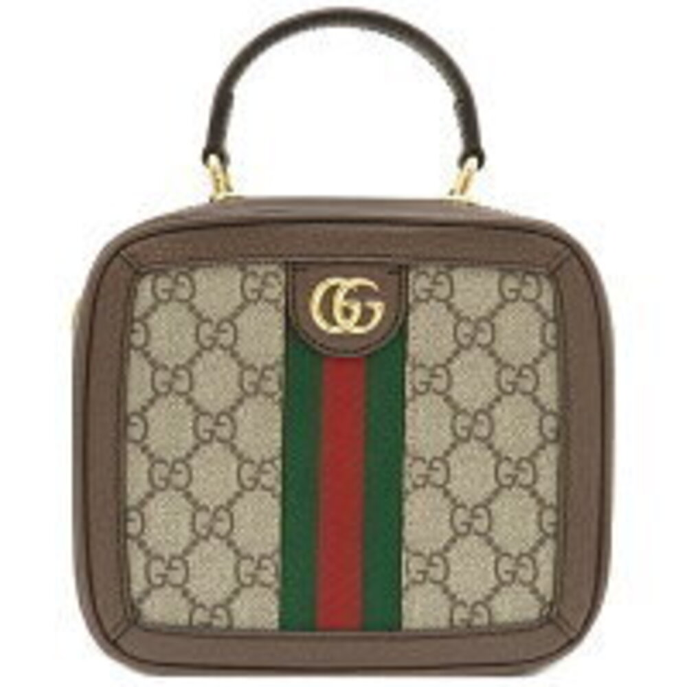 Gucci Ophidia Top Handle GG Supreme Bag Double Shoulder Beige Brown